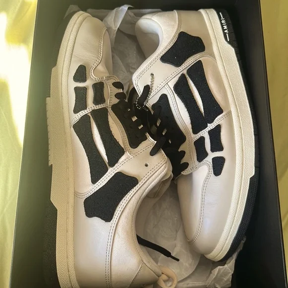 Amiri bone sneakers. Size 44 AMIRI Bone Runner Leather-Trimmed Mesh Sneakers | REVERSIBLE main image 4